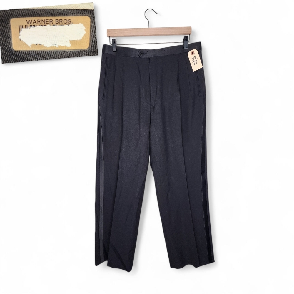 Warner Brothers Film Studio Pleated Tuxedo Pants in Black Size 33x28